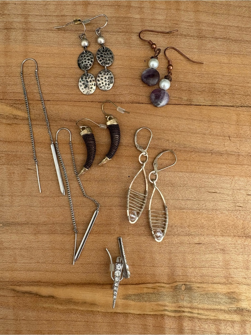 Mixed Womens Earring Set Silver Gold and Purple 925 sterling silver